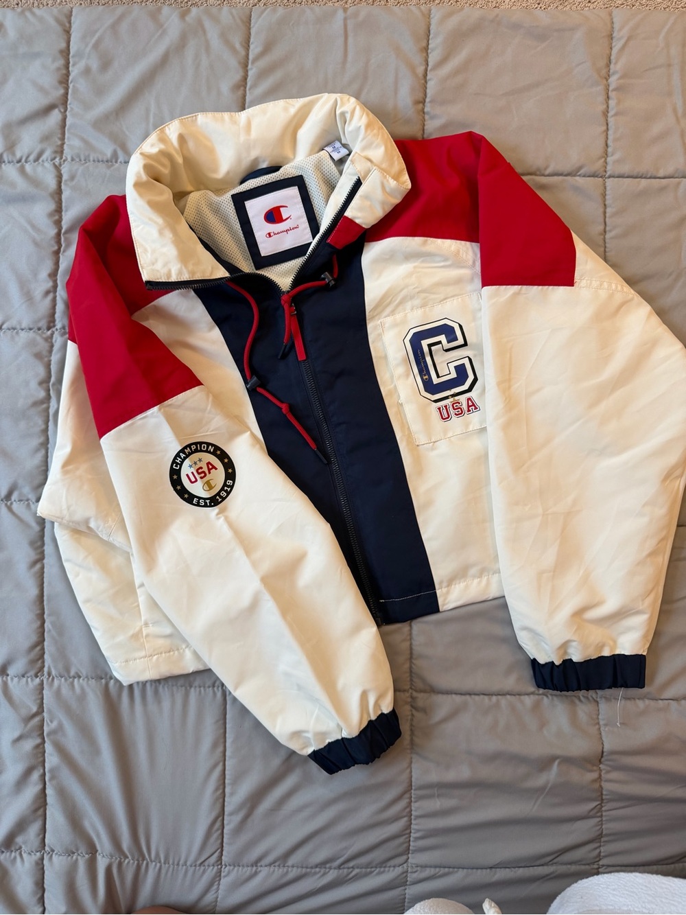Champion Women’s USA Colorblock Jacket - Red, Navy & Cream